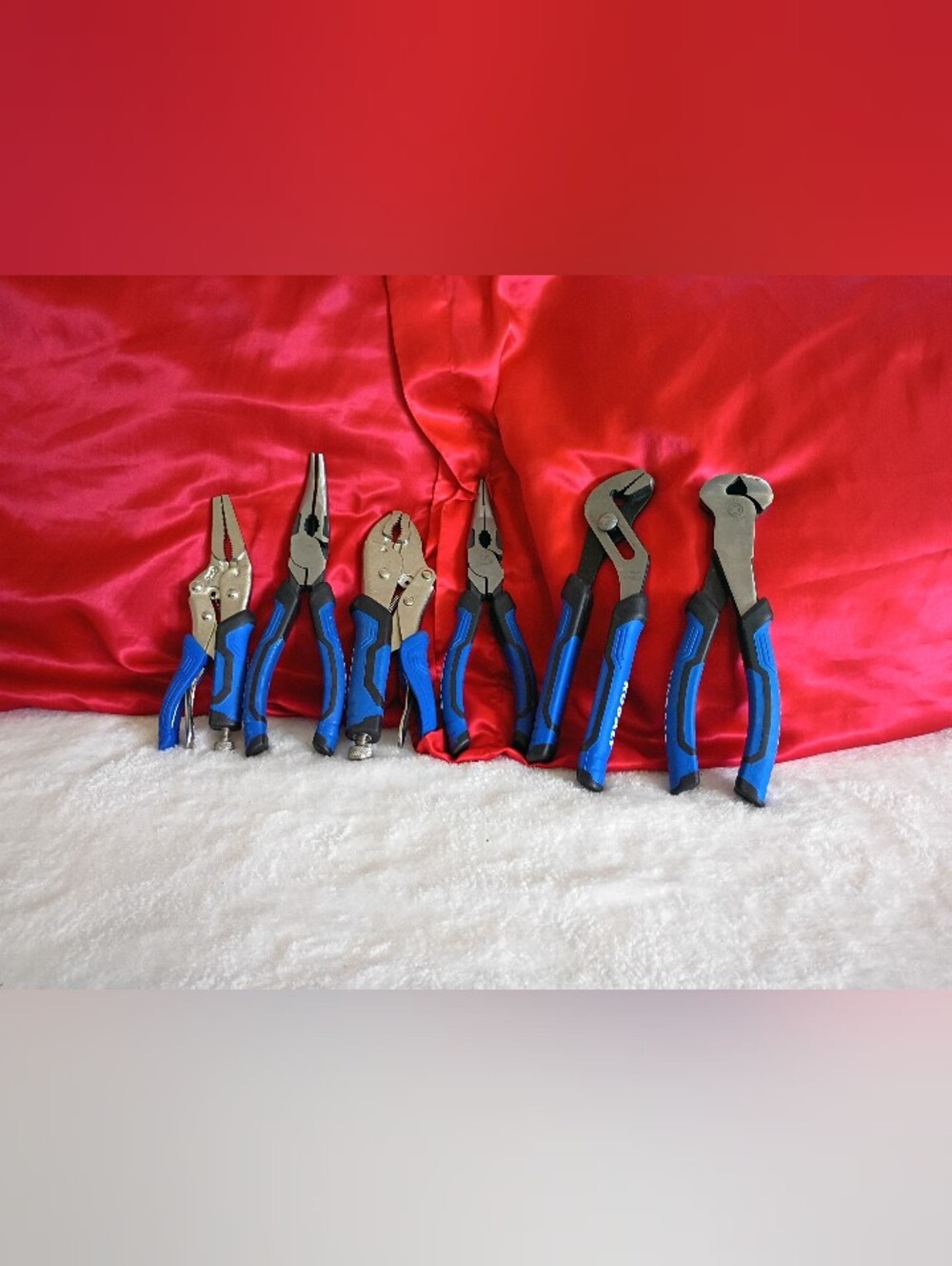 Kobalt hand pliers featuring blue and black dual-material grips